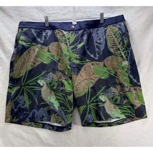 Rhone Barrier Swim Shorts XXL Tropical Floral Green Blue 6" Inseam Retail $104
